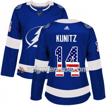 Dame Eishockey Tampa Bay Lightning Trikot Chris Kunitz 14 Adidas 2017-2018 Blue USA Flag Fashion Authentic